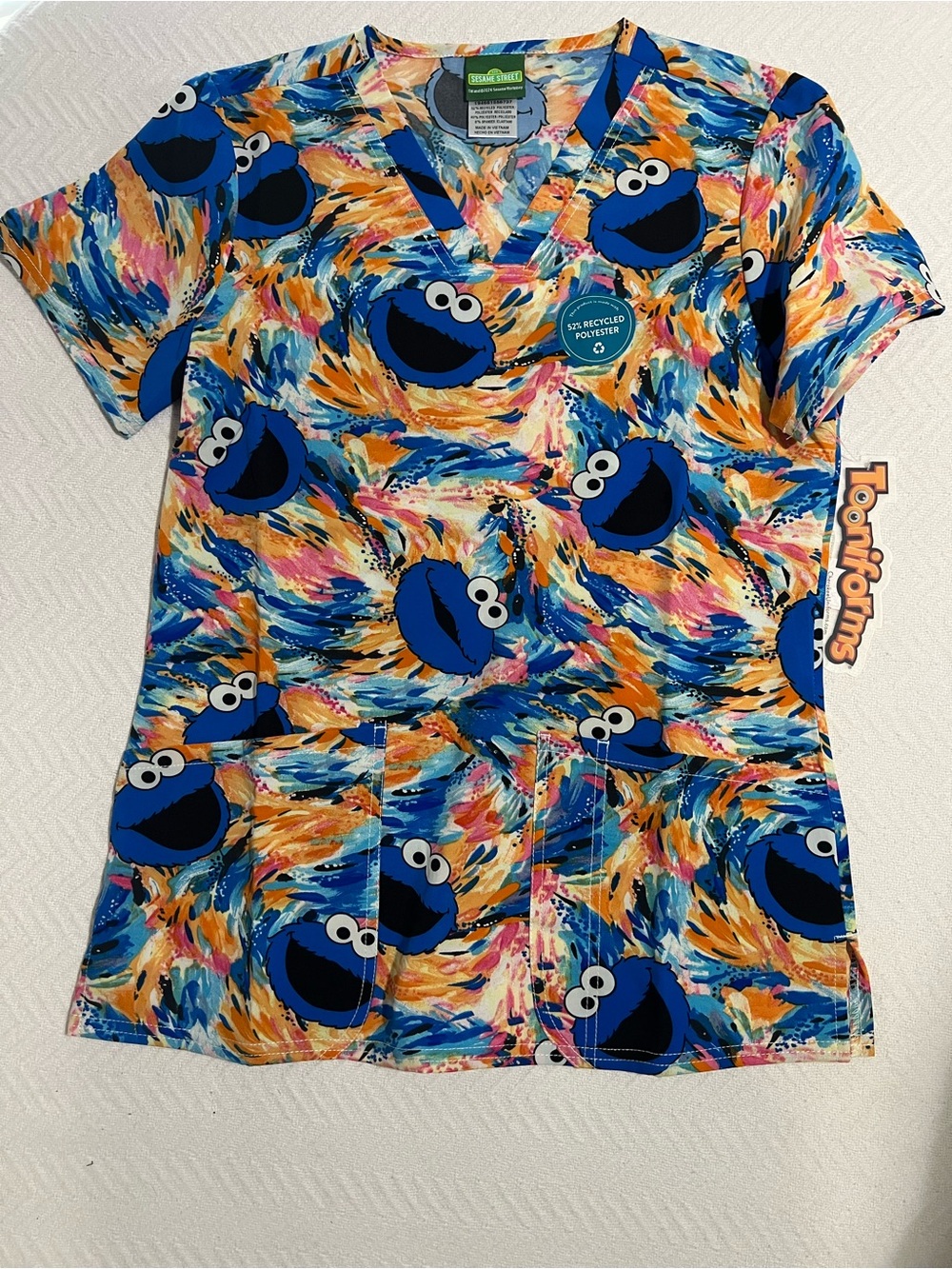 Tooniforms sesame Street women’s scrub top extra small